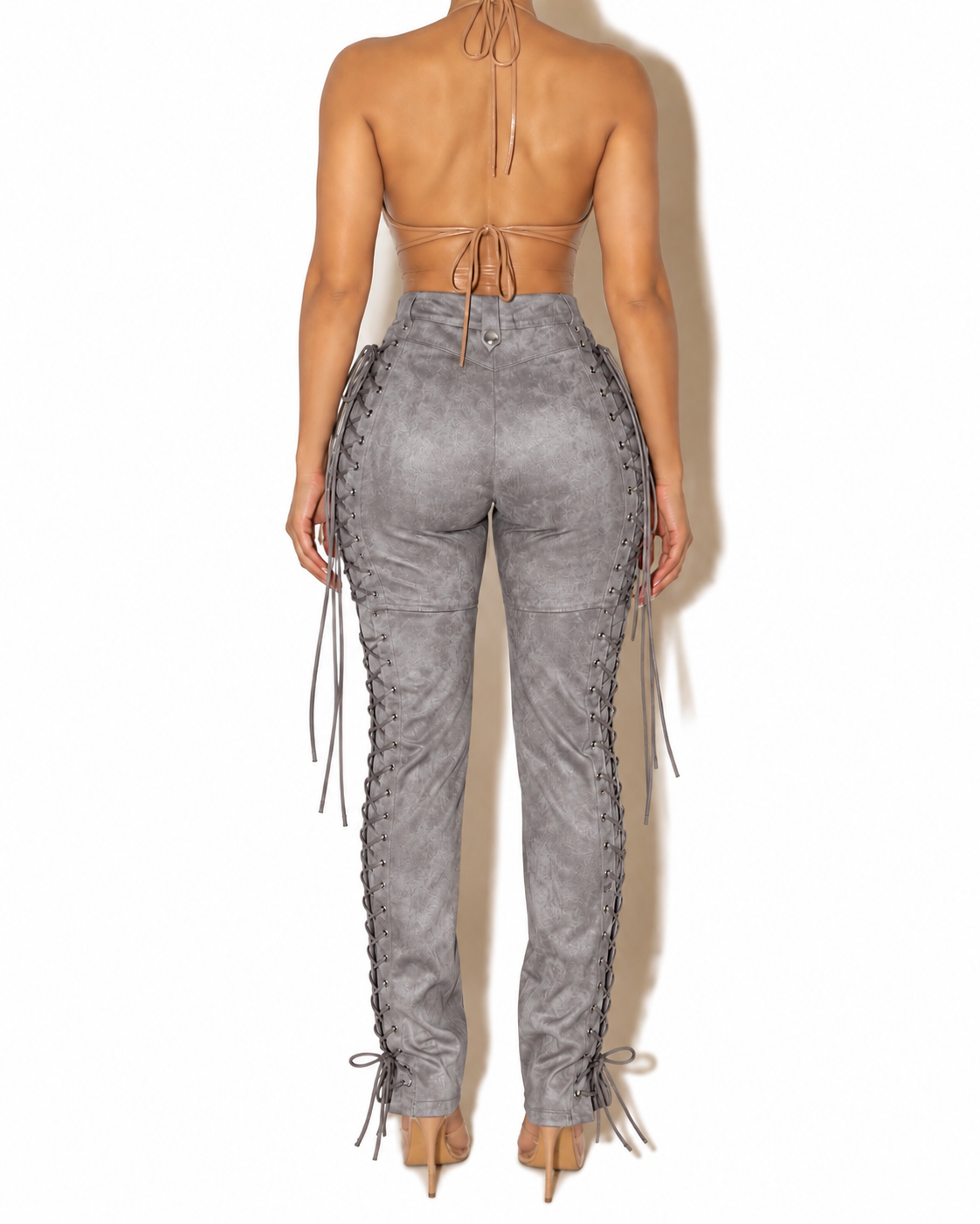 TALAL PLEATHER PANTS GREY