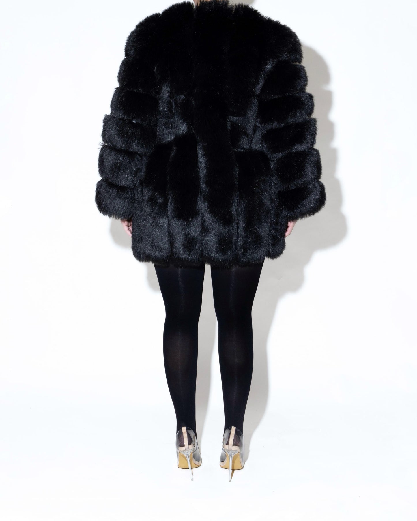 PAOLO GREY FUR JACKET BLACK BACK