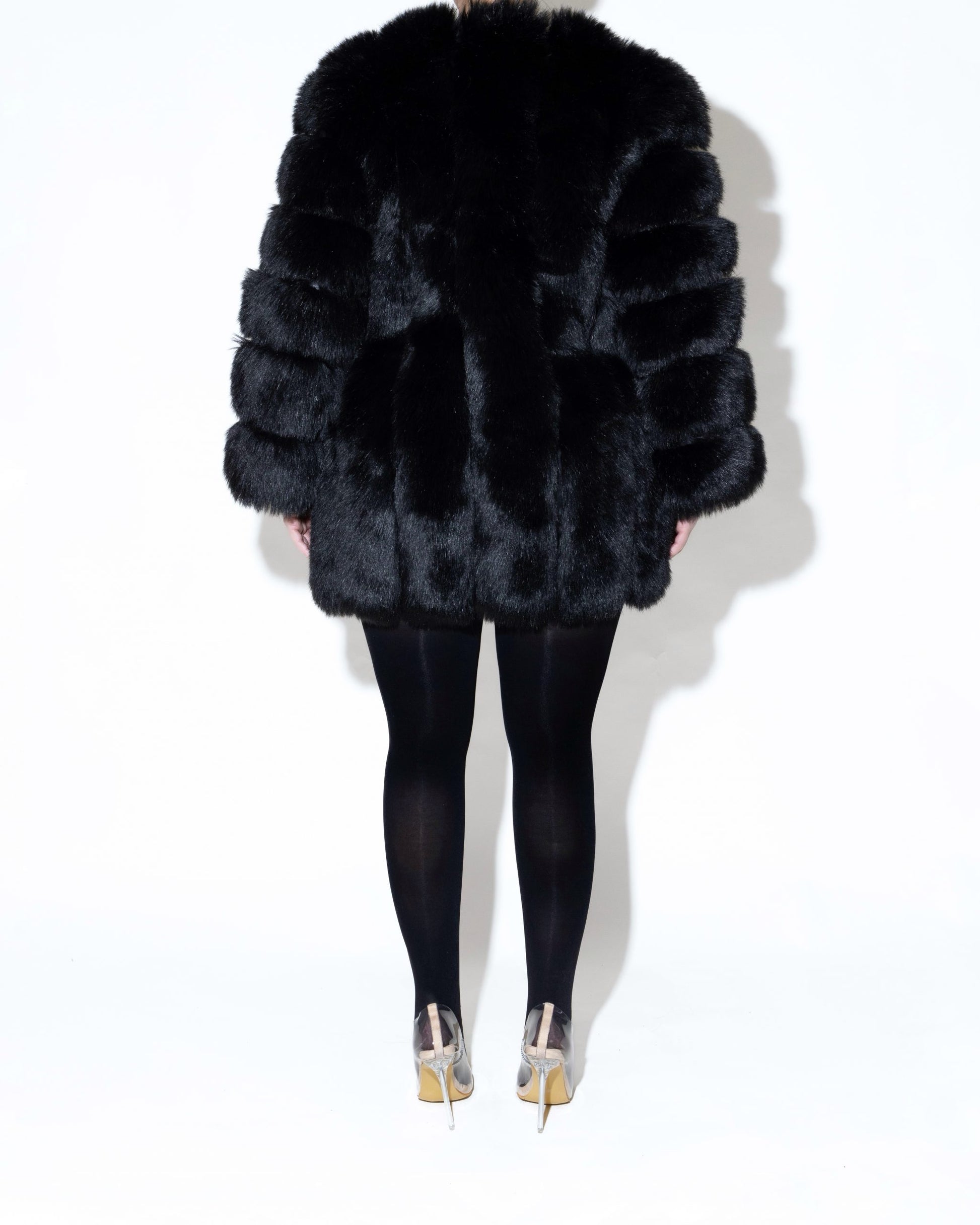 PAOLO GREY FUR JACKET BLACK BACK