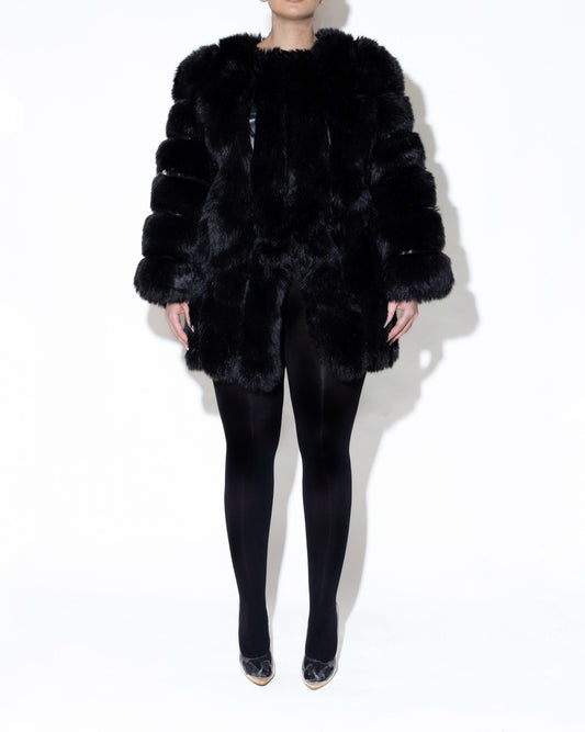 PAOLO GREY FUR JACKET BLACK