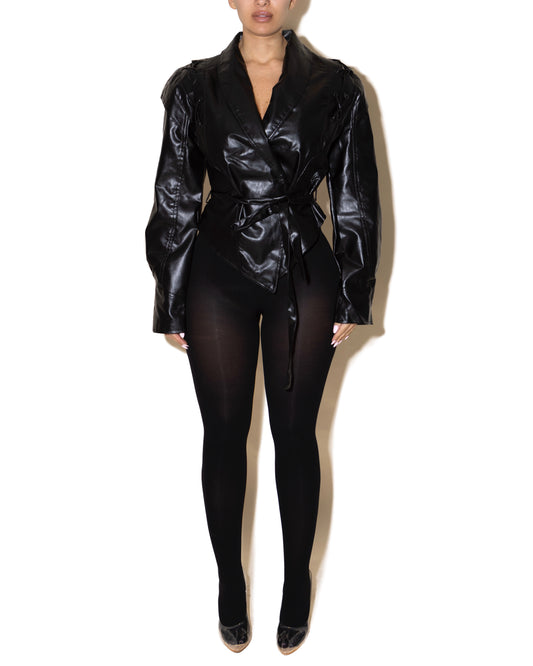 CHATHERINE PLEATHER JACKET