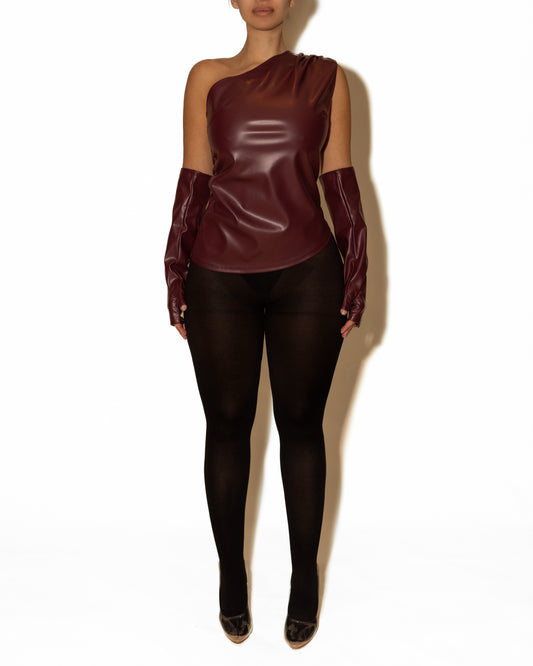 RIRA LEATHER TOP BURGUNDY